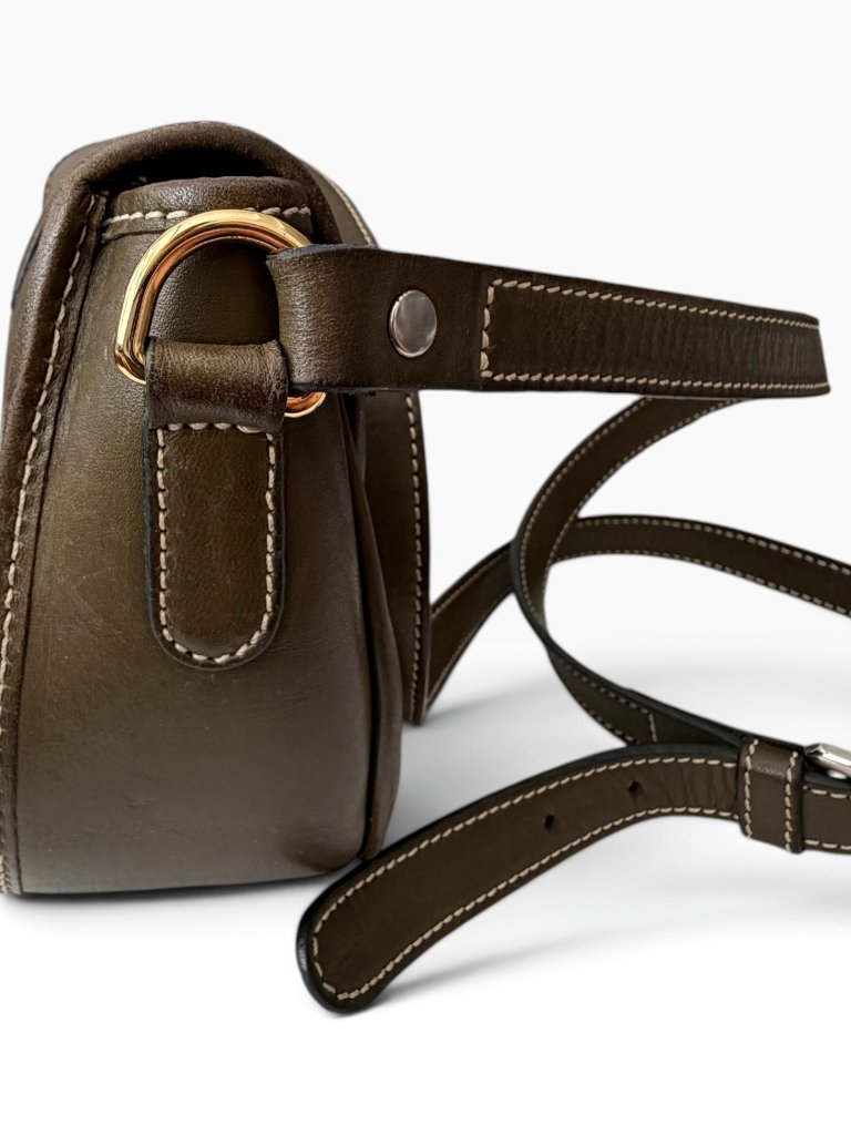 Tusting Cardington Leather Saddle Crossbody Bag Olive Handmade England Vintage — image 7 of 8